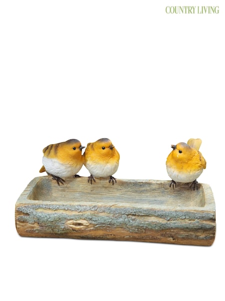 Country Living Brown Hand Painted Robin Bird Bath (G56296) | £45