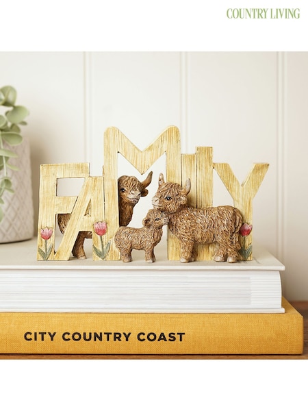 Country Living Brown Highland Cow Plaque Family (G56300) | £18