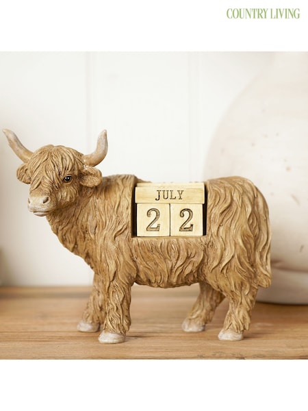 Country Living Brown Highland Cow Figurine Perpetual Calendar (G56302) | £24