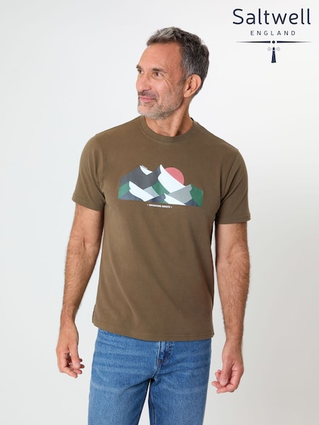 Saltwell Green Peached Cotton Graphic Print T-Shirt (G56308) | £20