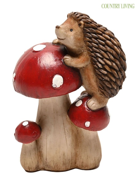 Country Living Brown Hedgehog Climbing Mushroom Ornament (G56385) | £15