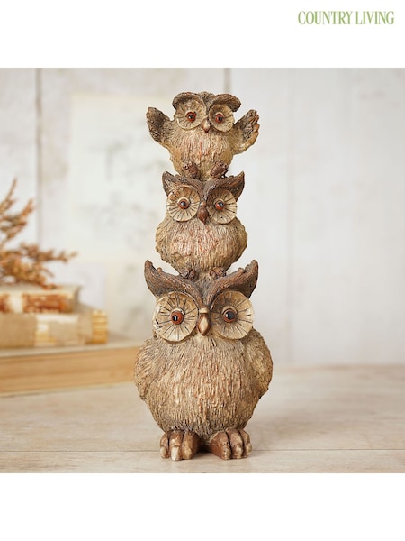 Country Living Brown Stack Of Owls Ornament (G56392) | £13