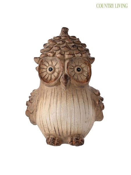 Country Living Brown Large Wood Effect Resin Owl Ornament (G56400) | £16