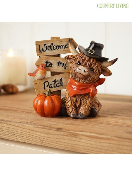 Country Living Brown Welcome to my Patch Highland Cow Ornament (G56408) | £13