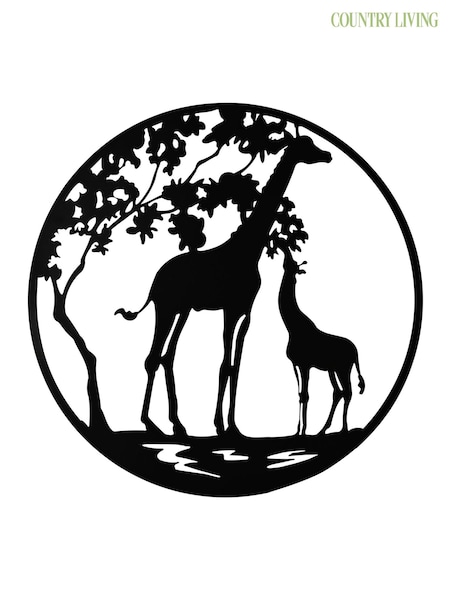 Country Living Black Metal Wall Art Giraffe (G56411) | £16