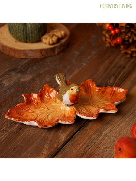 Country Living Orange Robin On A Leaf Trinket Dish (G56413) | £13