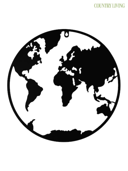 Country Living Black Metal World Map Wall Art (G56418) | £16