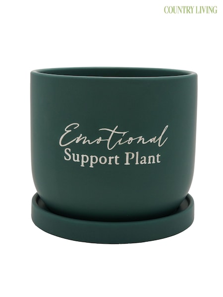 Country Living Green Ceramic Emotional Support Plant Pot (G56419) | £15