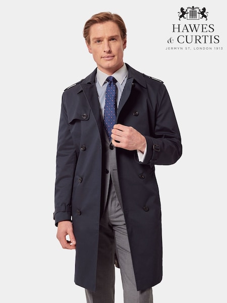 Hawes & Curtis Blue Trench Coat (G56433) | £199