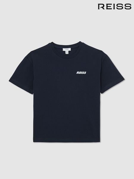 Reiss Navy Ross 13-14 yrs Cotton Logo Crew-Neck T-Shirt (G56509) | £22