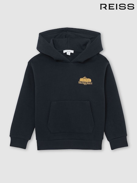 Reiss Navy Cautley 13-14 yrs Cotton-Blend Nature Reserve Hoodie (G56526) | £46