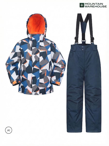 Blue - Mountain Warehouse Printed Ski Jacket & Joggers Set