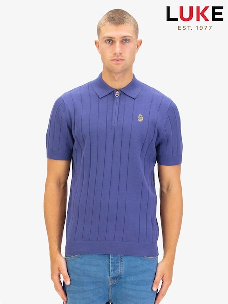 Luke 1977 Rib Eye Knitted Polo Shirt (G56628) | £65