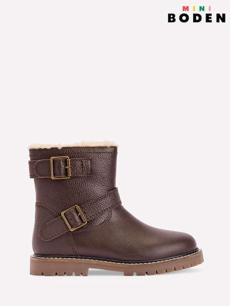 Boden Brown Leather Biker Boots (G57127) | £59 - £65