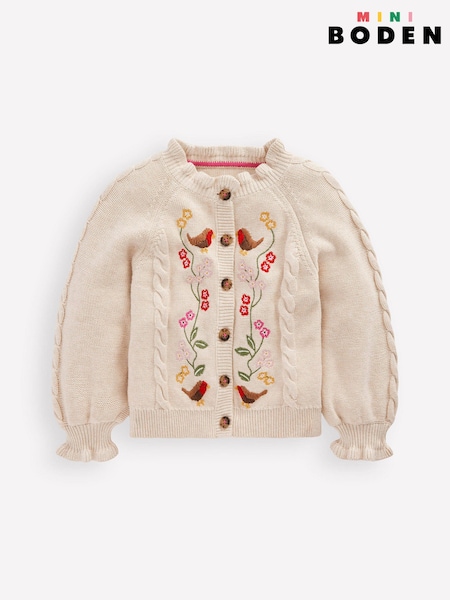 Boden Cream Pretty Embroidered Cardigan (G57138) | £39 - £45