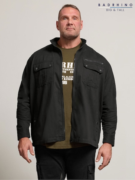 BadRhino Big & Tall Chrome Black Zip Through Jacket (G57366) | £50