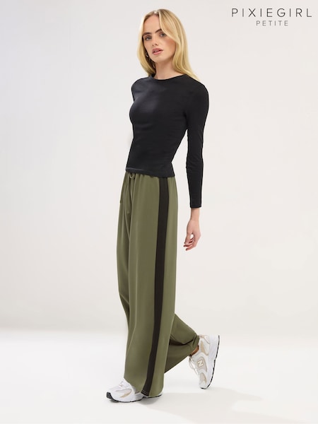 PixieGirl Petite Green Scuba Wide Leg Trousers (G57388) | £34