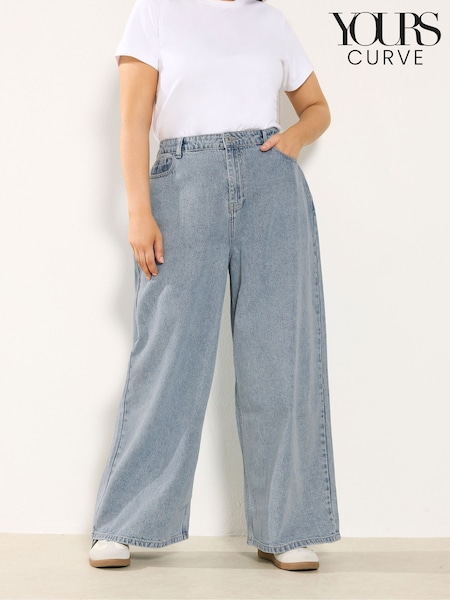 Yours Curve Blue Rigid Plazzo Jeans (G57391) | £37