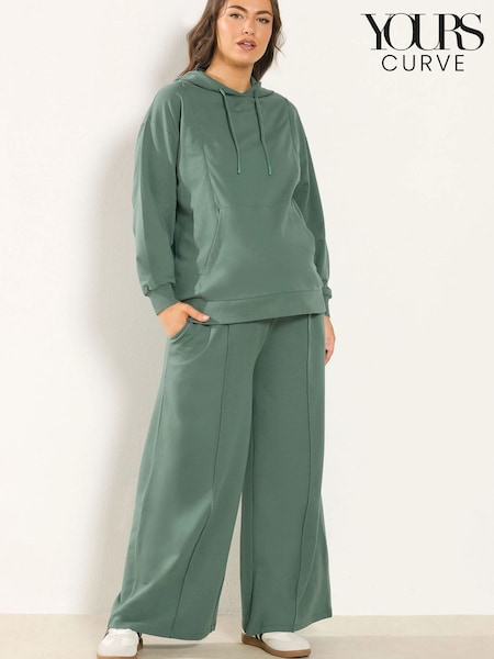 Yours Curve Green Maternity Wide Leg Joggers With Pockets (G57400) | £29