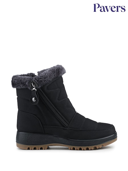 Pavers Black Warm Lined Weather Boots (G57463) | £35