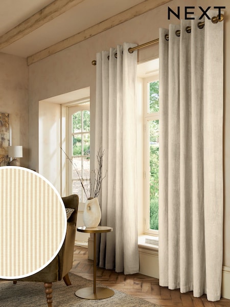 Natural Stitch Stripe Made to Measure Curtains (G57464) | £100