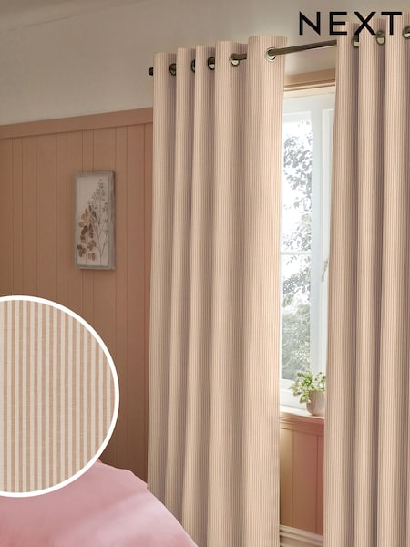 Pink Stitch Stripe Dusky Made to Measure Curtains (G57468) | £100