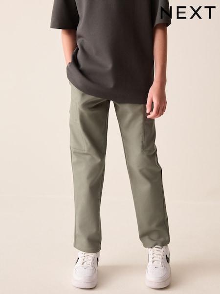 Khaki Green - Slim Tapered Utility Cargo Trousers (3-16yrs)