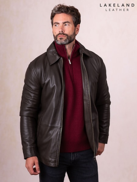 Lakeland Leather Brown Ravenstonedale Collared Jacket (G57588) | £329