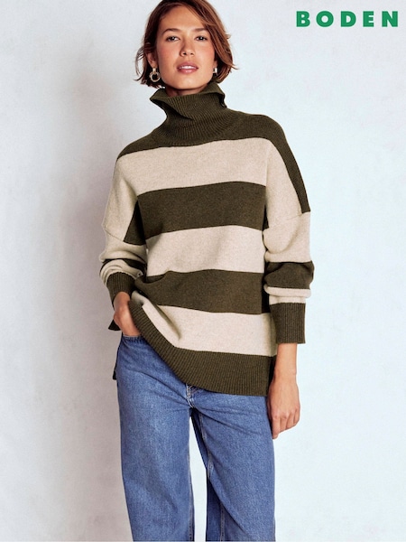 Green Polly Merino Roll Neck Jumper (G57613) | £149