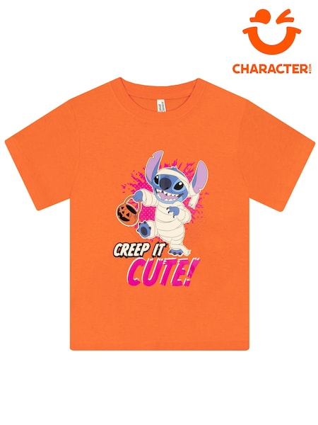 Orange Lilo & Stitch Short Sleeve T-Shirt | Halloween Creep It Cute (G57636) | £12