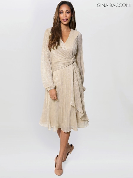 Gina Bacconi Gold Stevie Metallic Dress (G57651) | £220