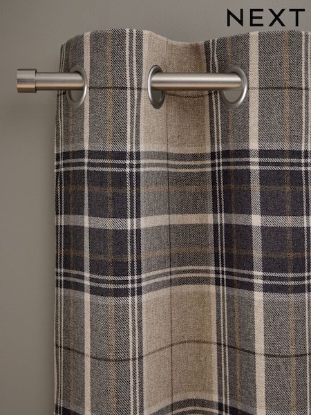 Brushed Check Eyelet Lined Curtains