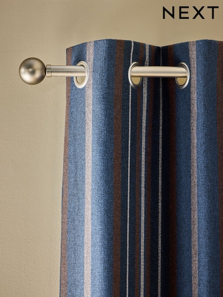 Brushed Woven Stripe Eyelet Lined Curtains