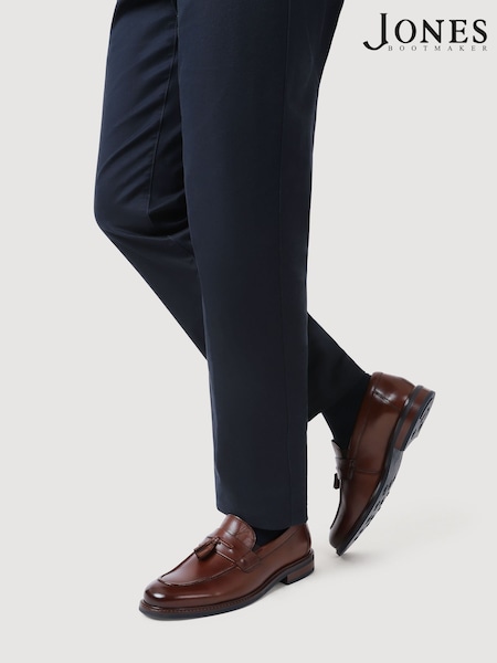 Jones Bootmaker Brown Rodrigo Wide-Fit Leather Tassel Loafers (G58134) | £110