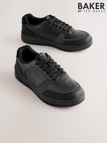 Black - Back To School Black Lace Up Chunky Trainers