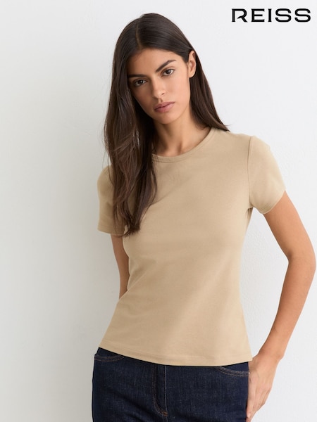 Reiss Neutral Jolie Stretch-Cotton Crew-Neck T-Shirt (G58221) | £40