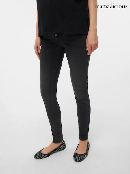 Mamalicious Grey Slim Fit Maternity Jeans (G58239) | £38