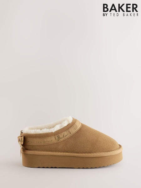 Tan Brown - Baker By Ted Baker Warm Lined Suede Slippers
