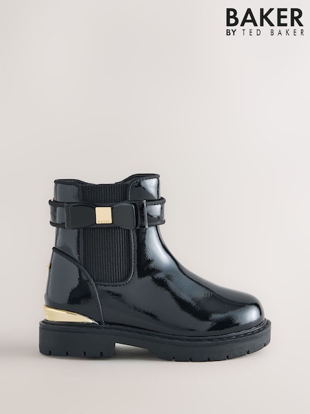 Black Patent - Baker By Ted Baker Baker By Ted Baker Black Multiple Straps Chunky Chelsea Black Patent Boots