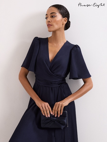 Phase Eight Blue Satin Clutch Bag (G58333) | £69