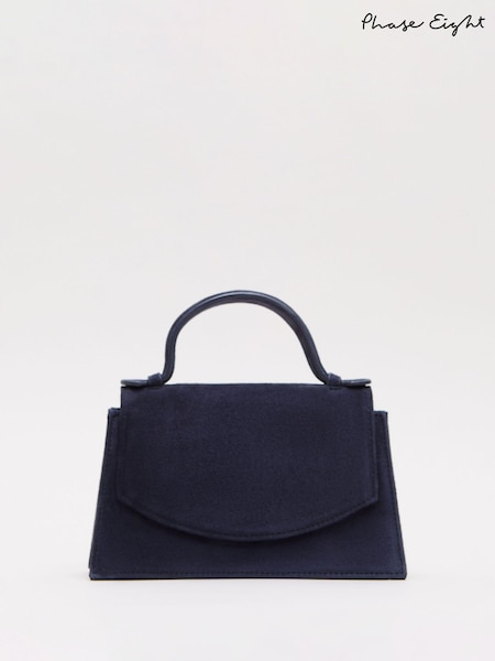 Phase Eight Blue Suede Top Handle Bag (G58342) | £79