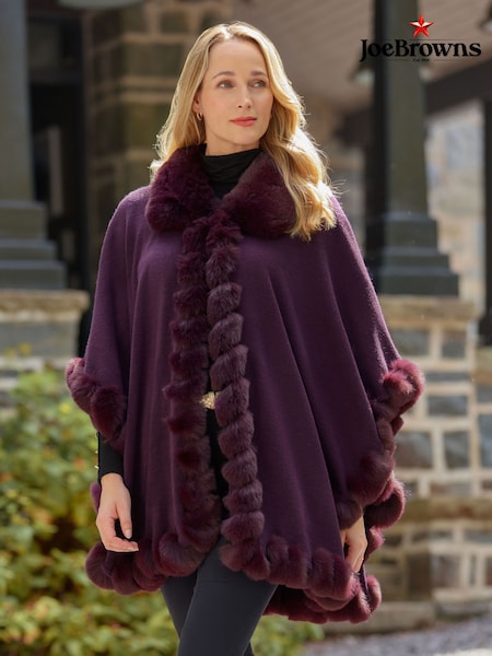 Purple Faux Fur Collar And Trim Wrap Coverup (G58355) | £65