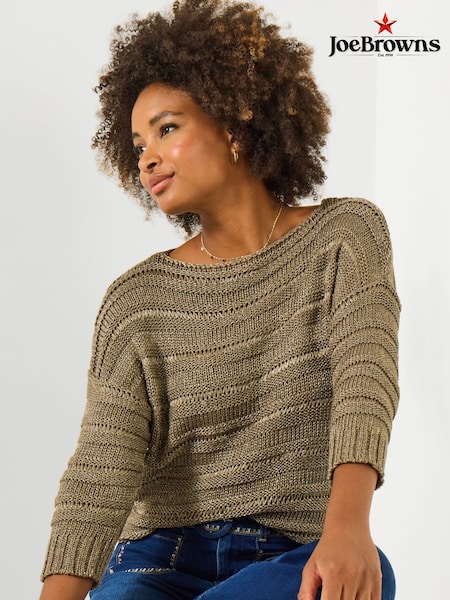 Gold Boat Neck Ladder Knit Jumper (G58357) | £50