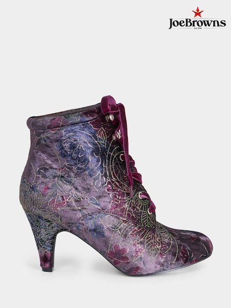 Joe Browns Purple Fenchurch Velvet Ankle Boots (G58369) | £70