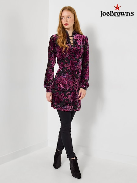 Purple Striking Floral Devore Tunic Top (G58378) | £65
