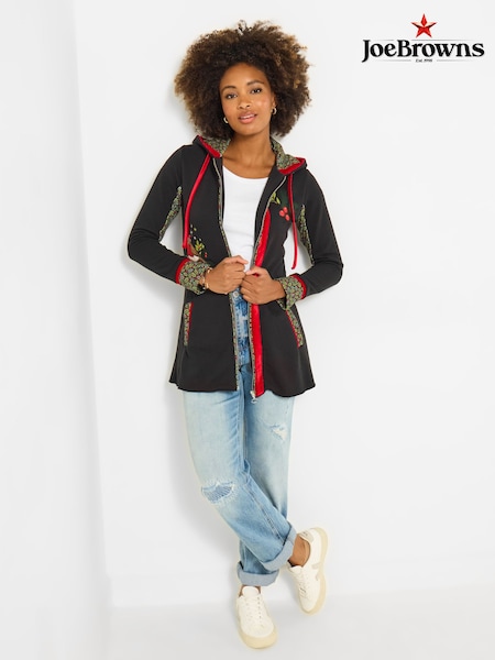 Joe Browns Black Festive Robin Print Hoodie (G58387) | £62