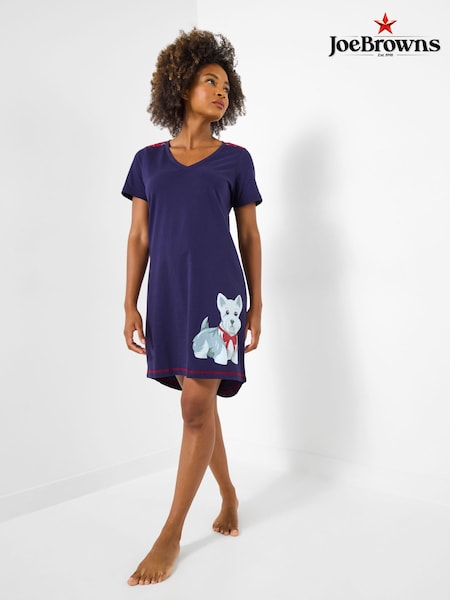 Blue Winter Check Jersey Nightie (G58406) | £32
