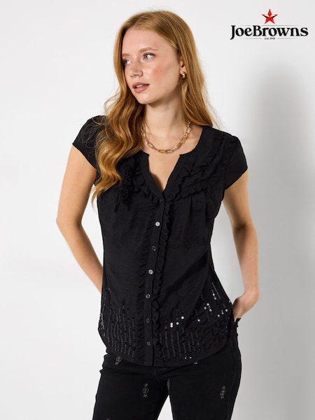 Joe Browns Black Sequin And Corsage Detail Blouse (G58439) | £55
