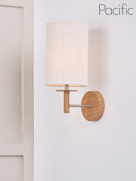Pacific Natural Bonham Wood Veneer Metal Wall Light (G58531) | £50
