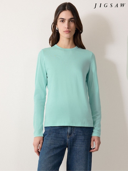 Blue Supima Cotton Long Sleeve T-Shirt (G58576) | £38